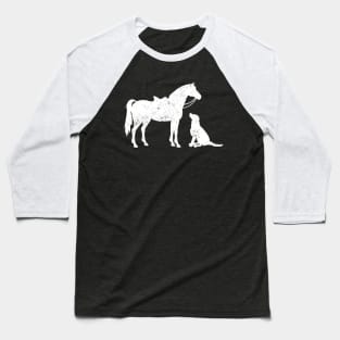 HORSE and DOG Motif Horse Dog Lover Baseball T-Shirt